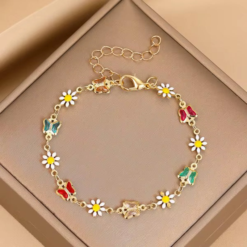 Fashion Sweet Flower Daisy Bracelet - Handmade Colorful Beads Bracelet Boho Summer Jewelry