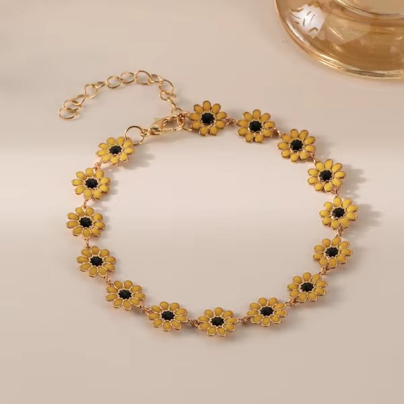 Fashion Sweet Flower Daisy Bracelet - Handmade Colorful Beads Bracelet Boho Summer Jewelry