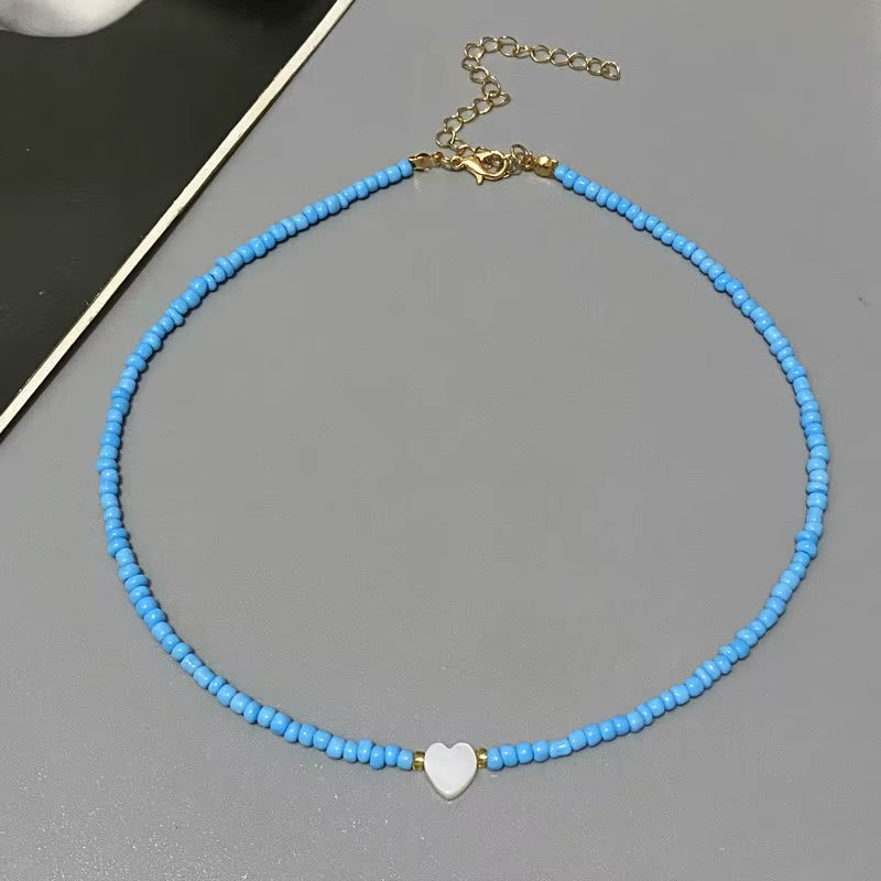 Colorful Seed Beads Choker Necklace - New Love Heart Design Collar Jewelry