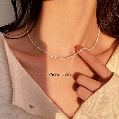 Silver Color Sparkling Necklace for Women Trendy Clavicle Chain Choker Wedding Party Jewelry Accessories