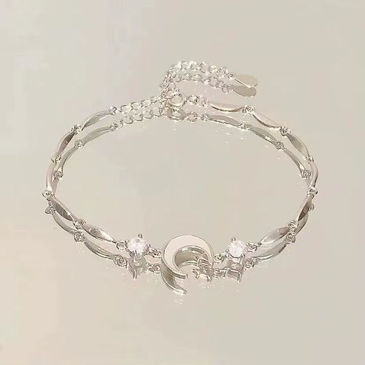 New Women Bracelet Shiny Pink Zircon Butterfly Cherry Blossom Hand Chain for Girls Friendship Gift Y2K Accessories