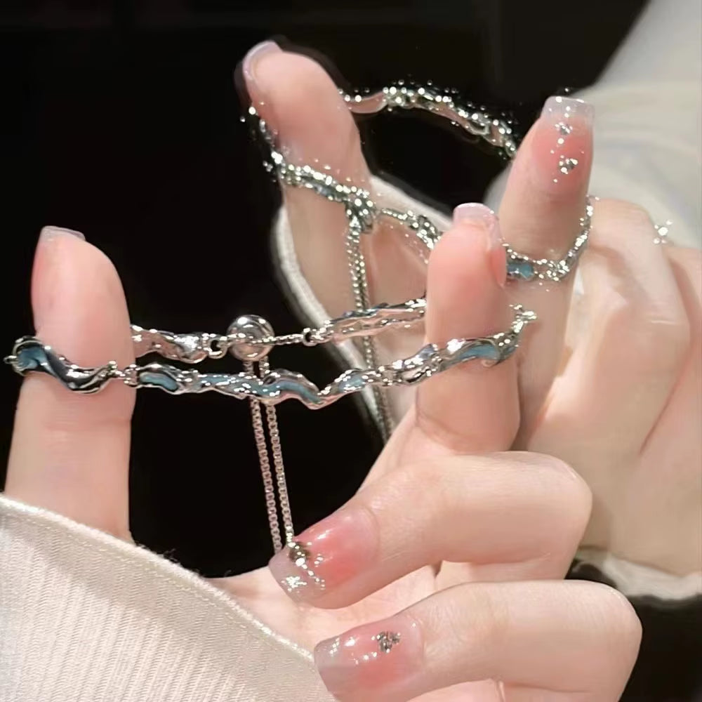 New Women Bracelet Shiny Pink Zircon Butterfly Cherry Blossom Hand Chain for Girls Friendship Gift Y2K Accessories
