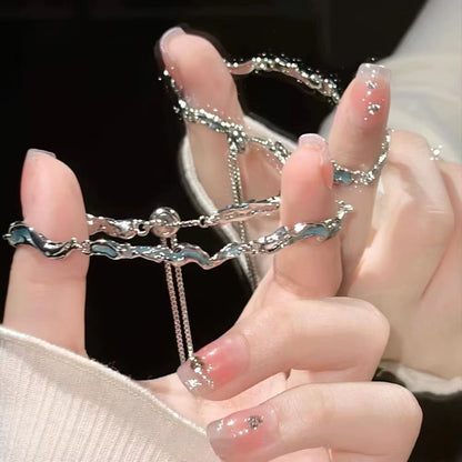 New Women Bracelet Shiny Pink Zircon Butterfly Cherry Blossom Hand Chain for Girls Friendship Gift Y2K Accessories