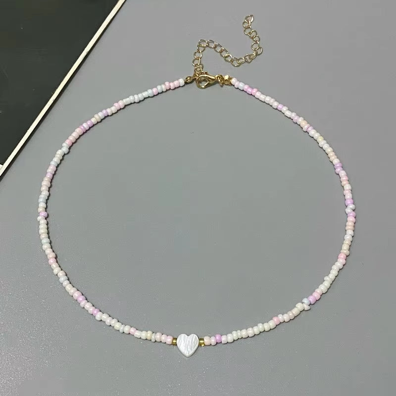 Colorful Seed Beads Choker Necklace - New Love Heart Design Collar Jewelry
