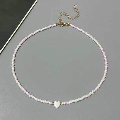 Colorful Seed Beads Choker Necklace - New Love Heart Design Collar Jewelry
