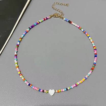 Colorful Seed Beads Choker Necklace - New Love Heart Design Collar Jewelry