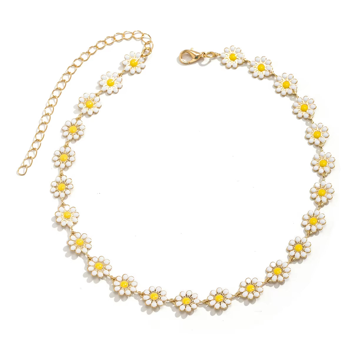 Kpop Flower Daisy Clavicle Chain Necklace for Women Summer Sweet Short Choker Fashion Statement Jewelry Gift Y2K Accessories