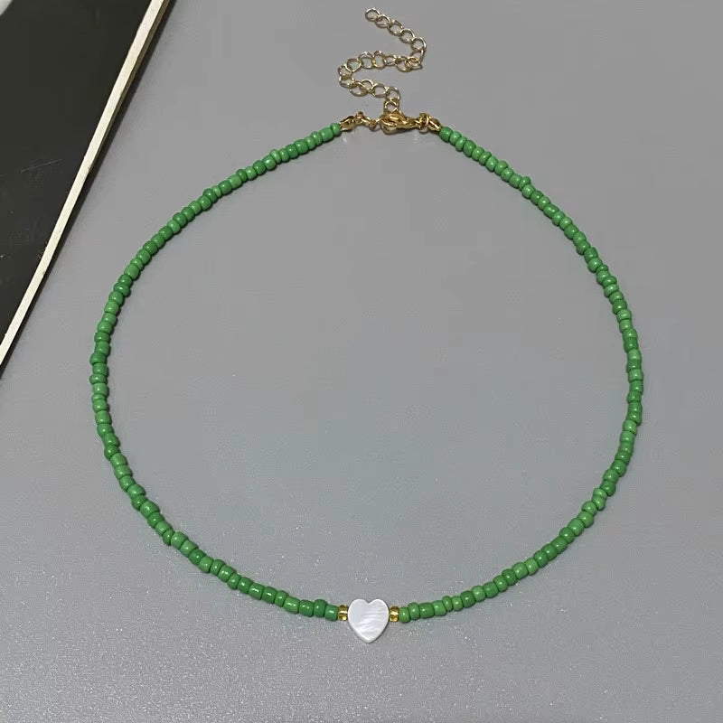Colorful Seed Beads Choker Necklace - New Love Heart Design Collar Jewelry