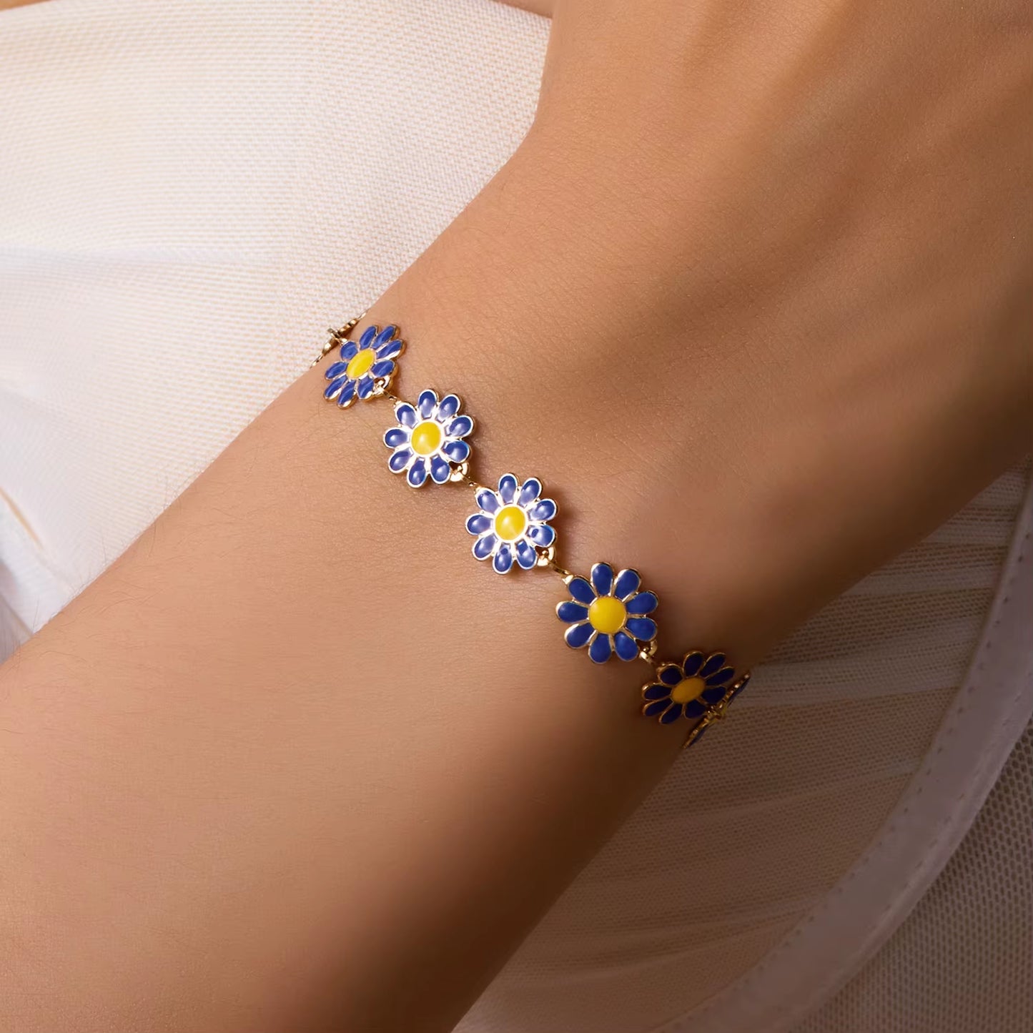 Fashion Sweet Flower Daisy Bracelet - Handmade Colorful Beads Bracelet Boho Summer Jewelry