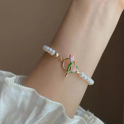 French Romantic Blue Crystal Shell Tassels Bracelet for Women Luxury Y2K Bling Bracelet Exquisite Jewelry Gift