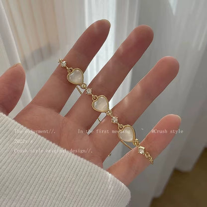 New Women Bracelet Shiny Pink Zircon Butterfly Cherry Blossom Hand Chain for Girls Friendship Gift Y2K Accessories