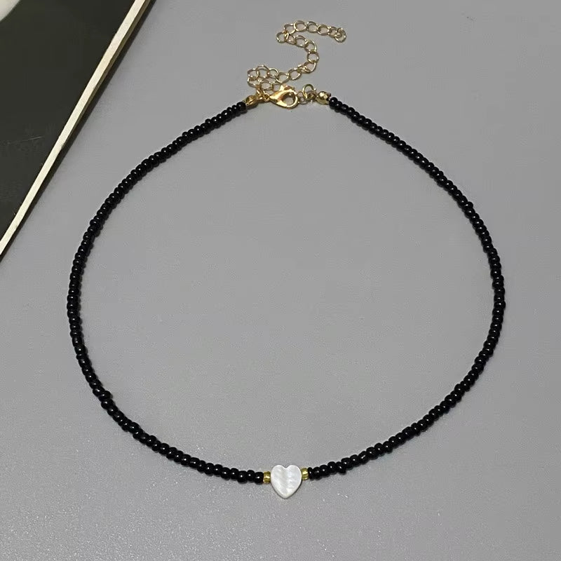 Colorful Seed Beads Choker Necklace - New Love Heart Design Collar Jewelry