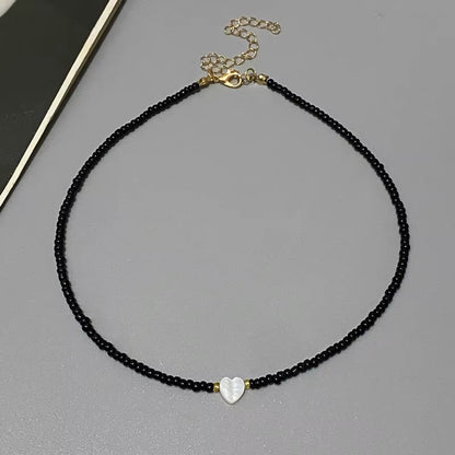Colorful Seed Beads Choker Necklace - New Love Heart Design Collar Jewelry
