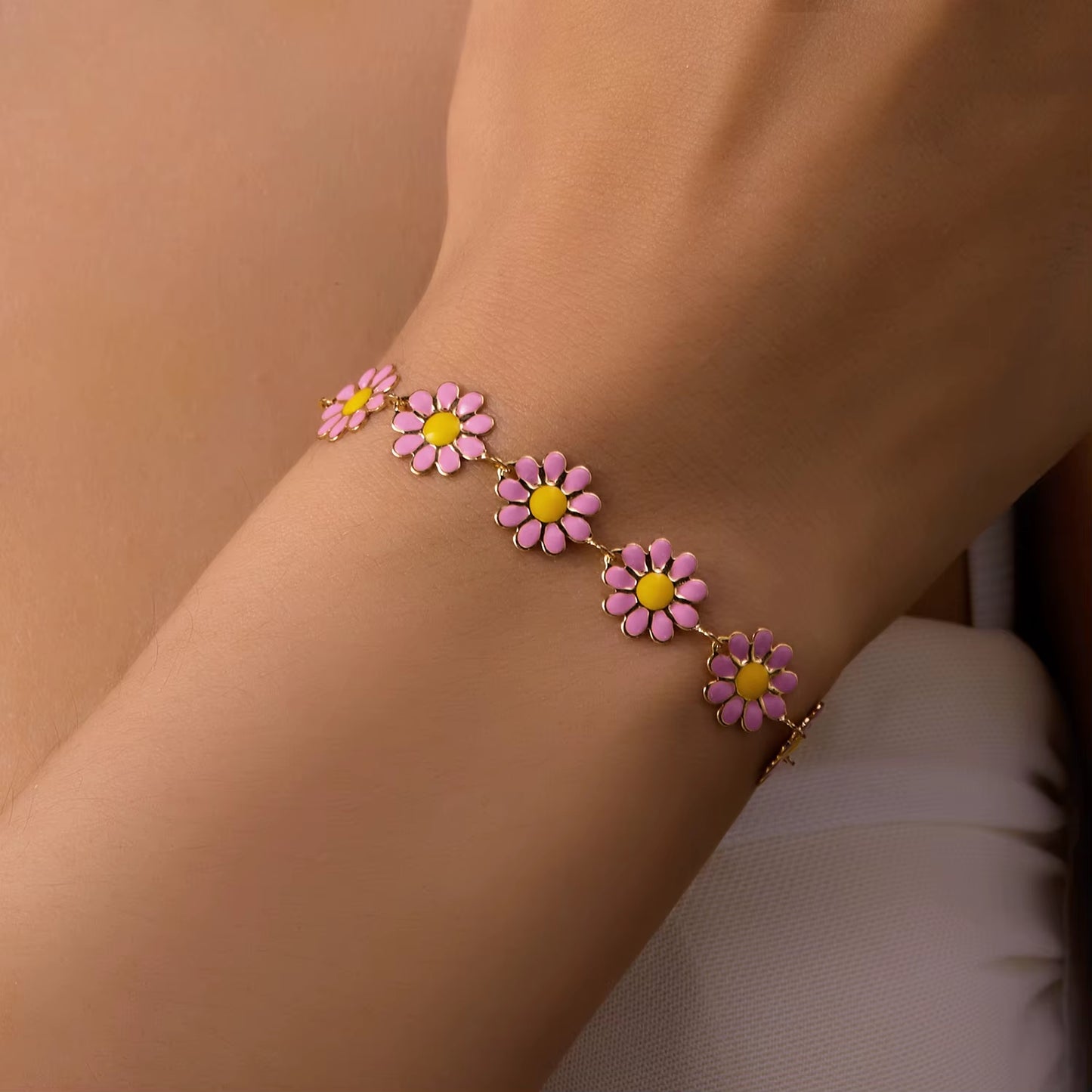 Fashion Sweet Flower Daisy Bracelet - Handmade Colorful Beads Bracelet Boho Summer Jewelry