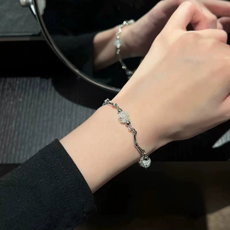 New Women Bracelet Shiny Pink Zircon Butterfly Cherry Blossom Hand Chain for Girls Friendship Gift Y2K Accessories