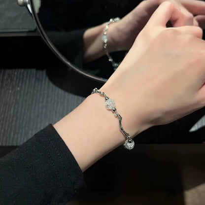 New Women Bracelet Shiny Pink Zircon Butterfly Cherry Blossom Hand Chain for Girls Friendship Gift Y2K Accessories